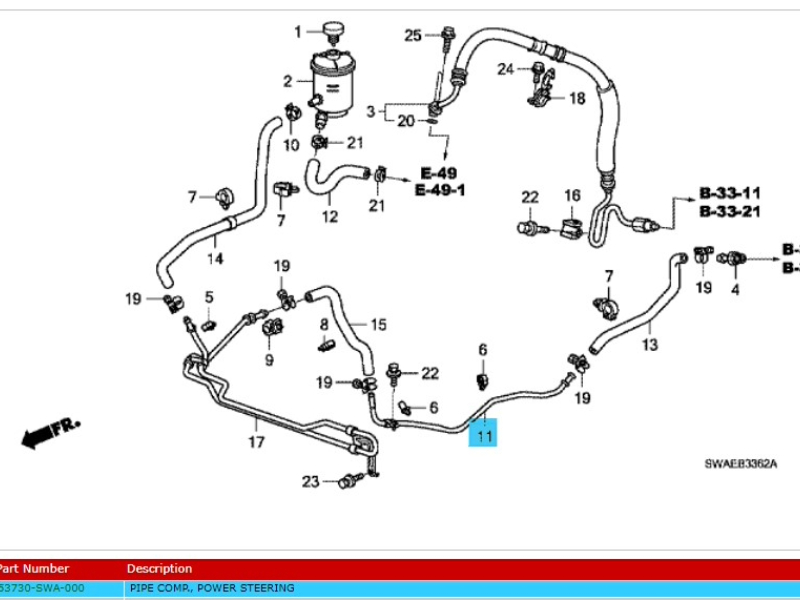Genuine Honda CR-V 2.2 i-CTDI Diesel Power Steering Pipe 2007-2009 (53730SWA000) - Image 2