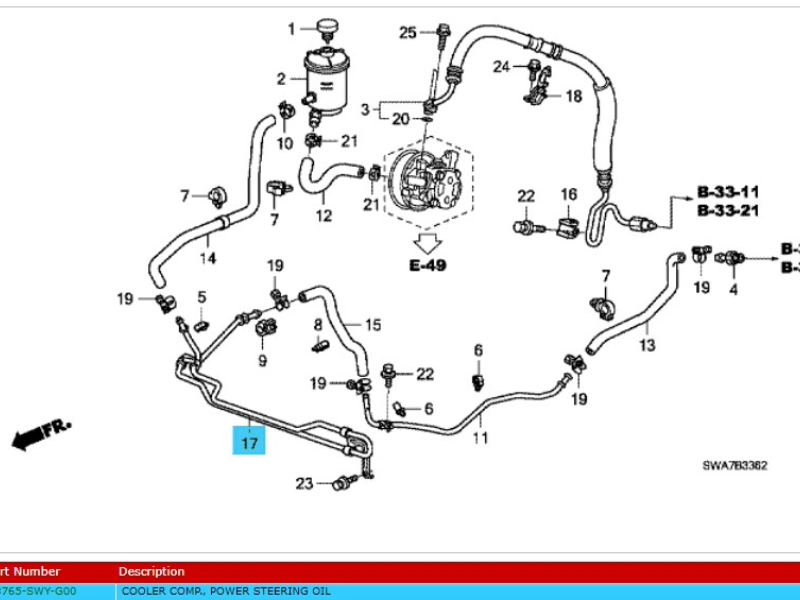 Genuine Honda CR-V 2.2 i-CTDI Diesel Power Steering Cooler Pipe 2007-2009 (53765SWYG00) - Image 2