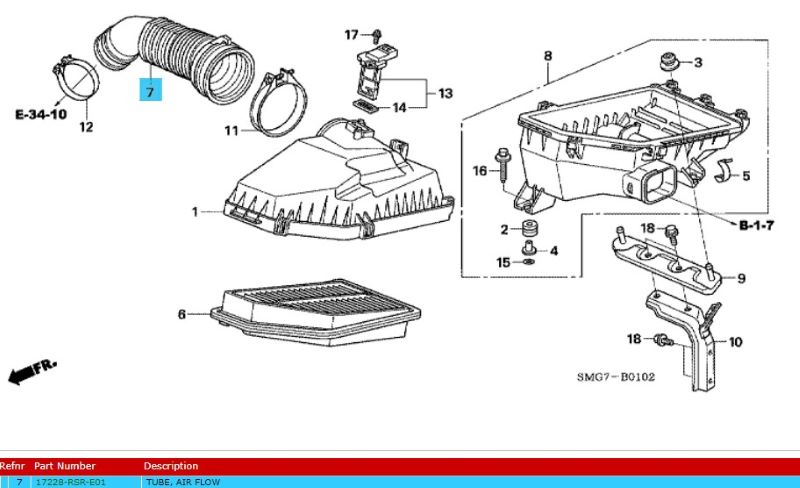 Genuine Honda Civic 2.2 Diesel Air Box To Turbo Pipe 2006-2011 (17228RSRE01) - Image 2