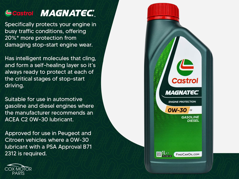 Castrol Magnatec 0W30 Stop-Start C2 Fully Synthetic Engine Oil 1 Litre - Image 2