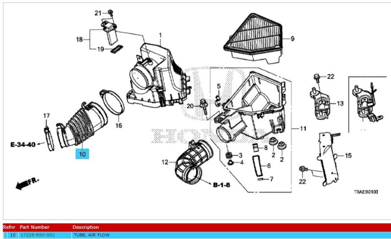 Genuine Honda CR-V 1.6 Diesel Air Box To Turbo Pipe 2013-2018 (17228RSXG02) - Image 2
