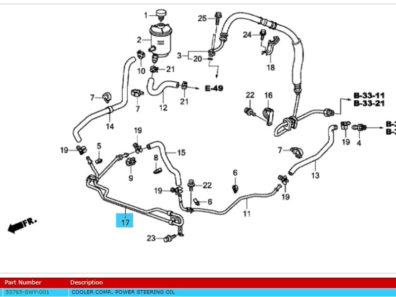 Genuine Honda CR-V 2.2 i-DTEC Diesel Power Steering Cooler Pipe 2010-2012 (53765SWYG01) - Image 2
