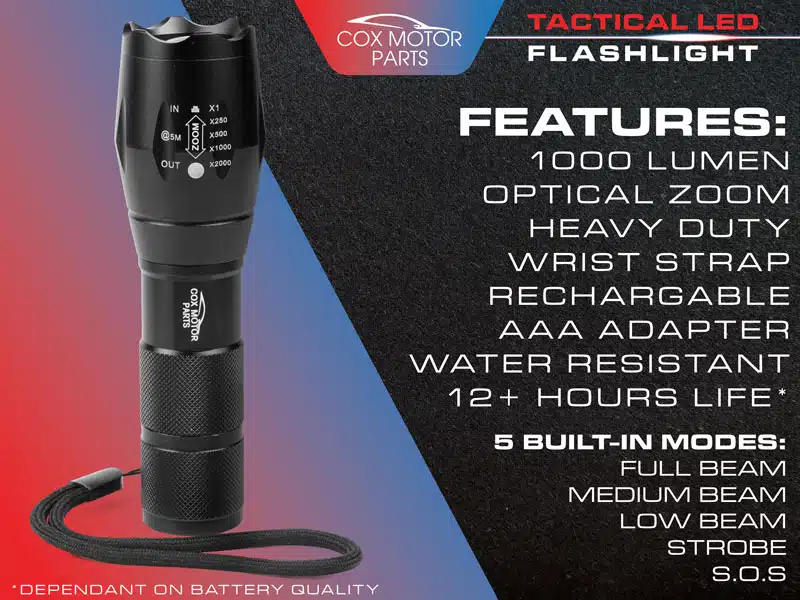 Cox Motor Parts Tactical Multifunctional LED Flashlight | 1000 Lumen - Image 3