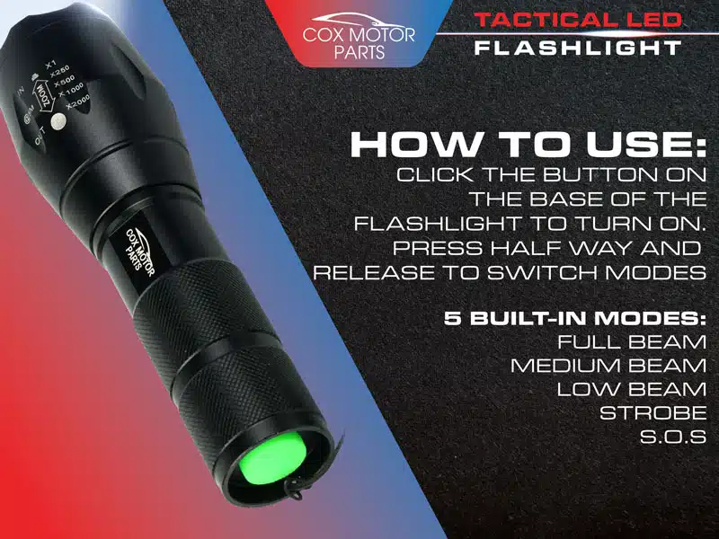 Cox Motor Parts Tactical Multifunctional LED Flashlight | 1000 Lumen - Image 5