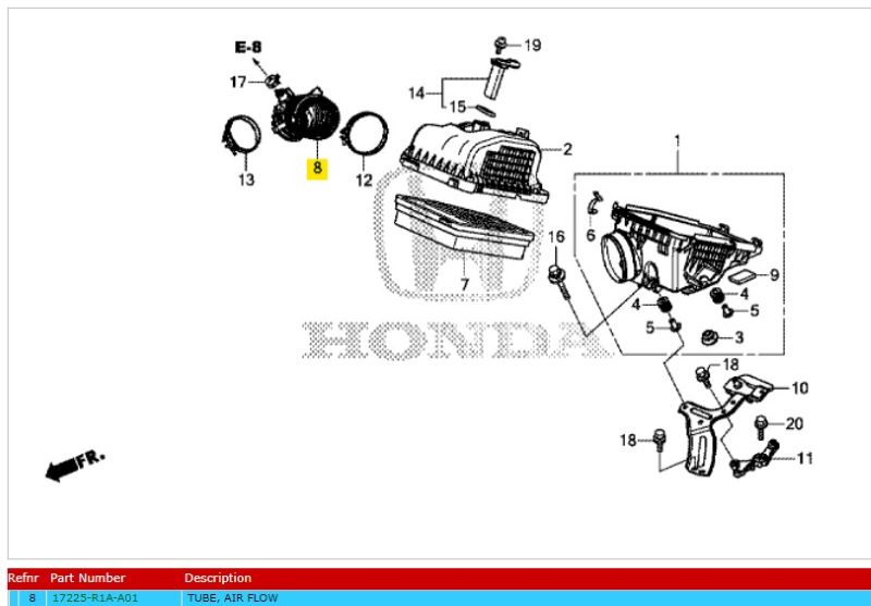 Genuine Honda Civic 1.8 Air Flow Tube Air Intake Duct Hose 2012-2016 (17225R1AA01) - Image 3