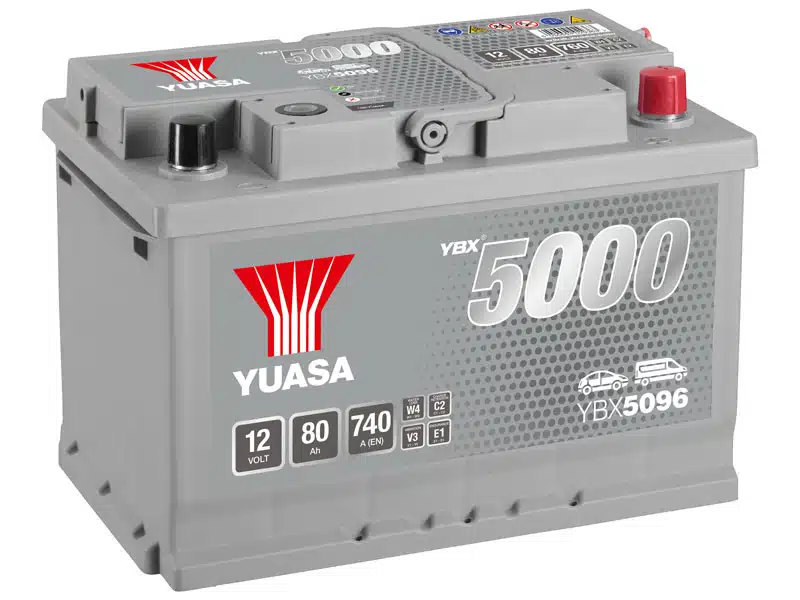 Yuasa YBX5096 Silver High Performance Car Battery 12V 80Ah 740A 5 Year Warranty