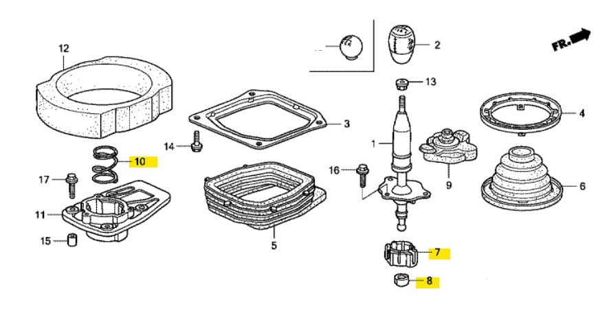 Genuine Honda S2000 2000-2009 Change Lever Set (54111S2A003 - 54117S2A003 - 54110S2A003) - Image 2