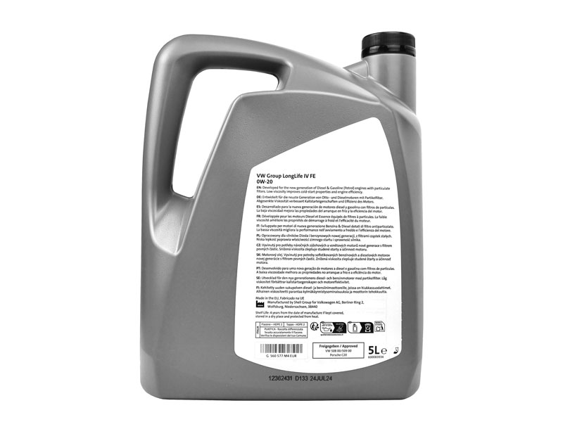 Genuine VW SEAT Audi Skoda Longlife IV FE 0W20 Fully Synthetic Engine Oil 5 Litres (GS60577M4EUR) - Image 3