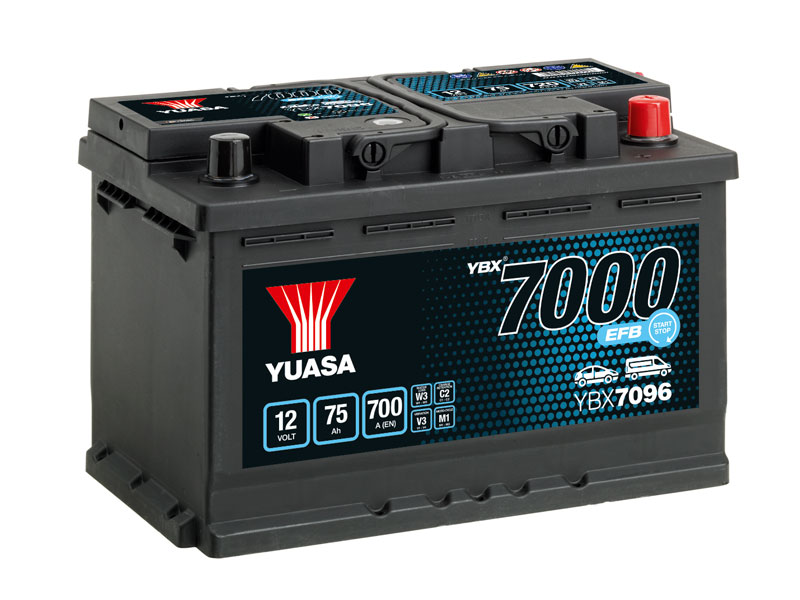 Yuasa YBX7096 EFB Start Stop Battery 12V 75Ah 700A 4 Year Guarantee