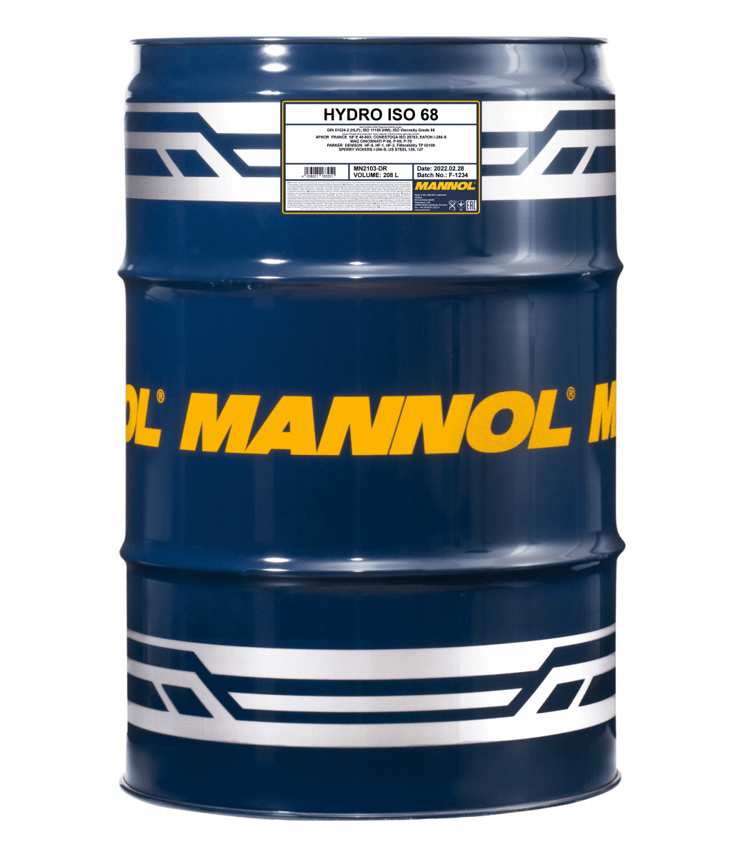 MANNOL HYDRO ISO 68 HYDRAULIC OIL - MN2103 - 208L