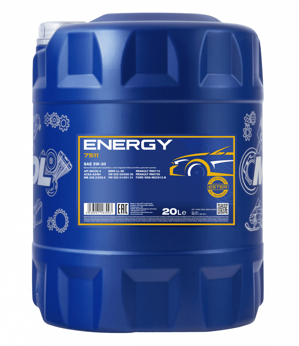 Mannol (7511) 5W30 A3/B4 Api Sn/Ch-4 Fully Synthetic - 20 L