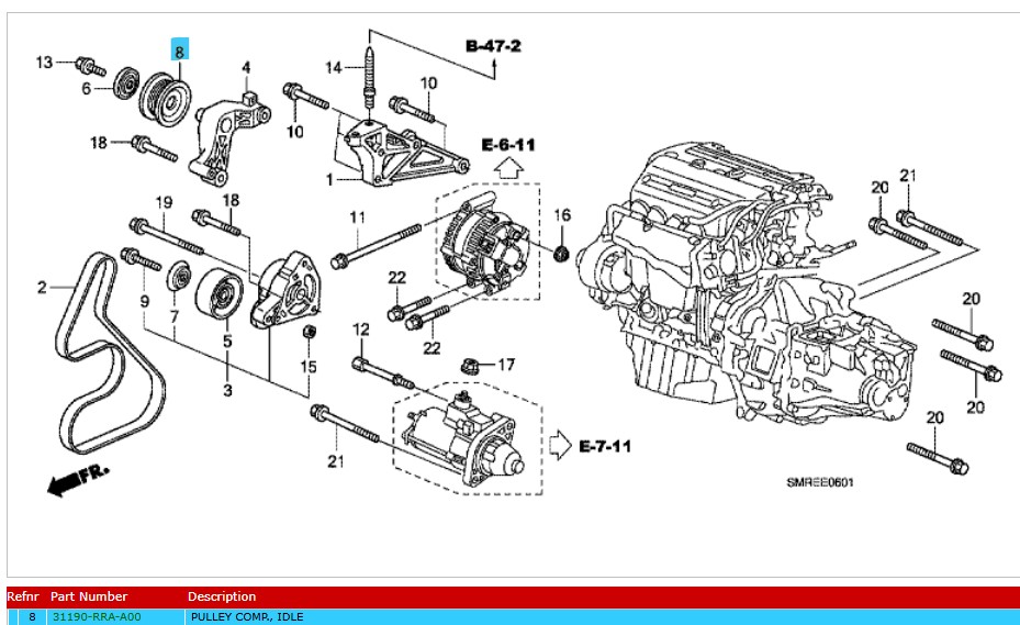 Genuine Honda Civic Type-R FN2 Idler Pulley 2007-2011 (31180PNAJ01) (Copy)
