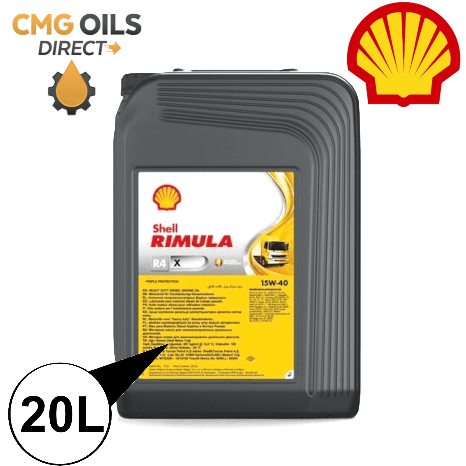 Shell Rimula R4 X 15W-40 Heavy Duty Diesel Truck Engine Oil - 20L(550070444)