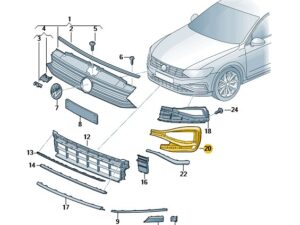 Genuine VW Passat Front Left Fog Light Cover 2015-2024 (Black) (3G0853793C041)